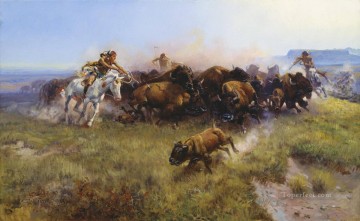  toro Lienzo - la caza del búfalo 1919 toros